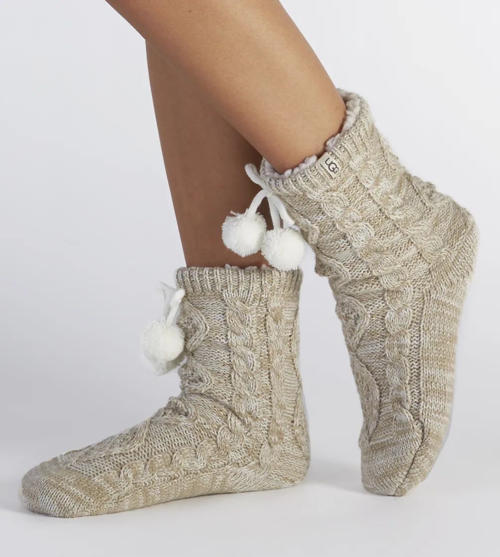 Ugg - W's POM POM FLEECE LINED CREW SOCK