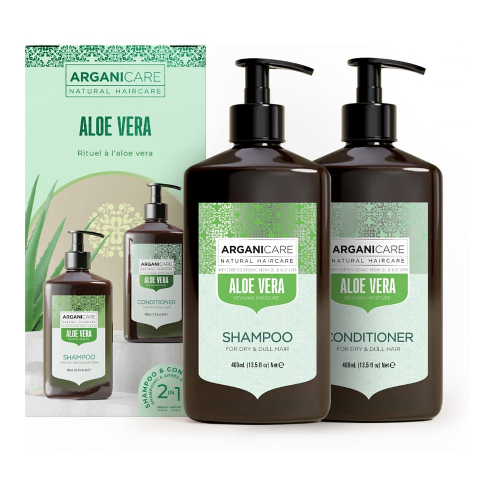 Arganicare - Coffret Shampooing + Après-shampooing Aloe Vera - 400 ml, 2 Pièces