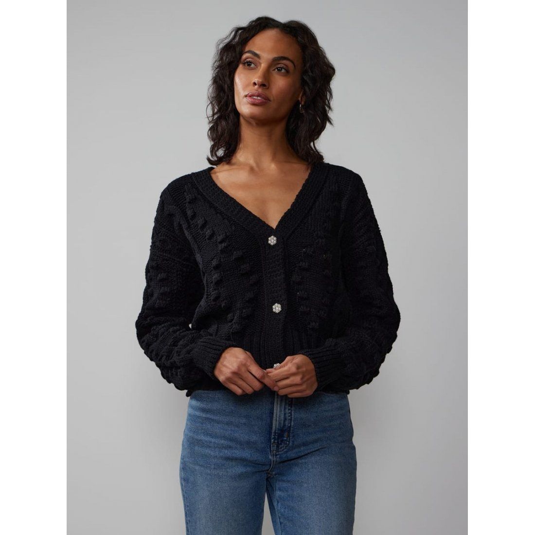 New York & Company - Cardigan 'Pearl Button Cable' pour Femmes