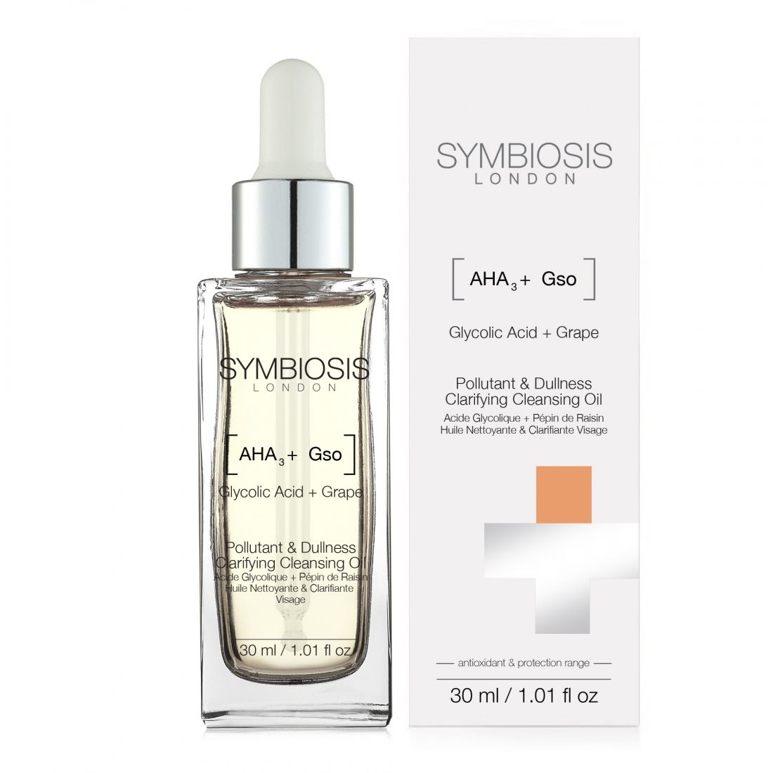 Symbiosis - Huile Lavante '(Glycolic Acid+Grape Seed) - Pollutant & Dullness Clarifying' - 30 ml