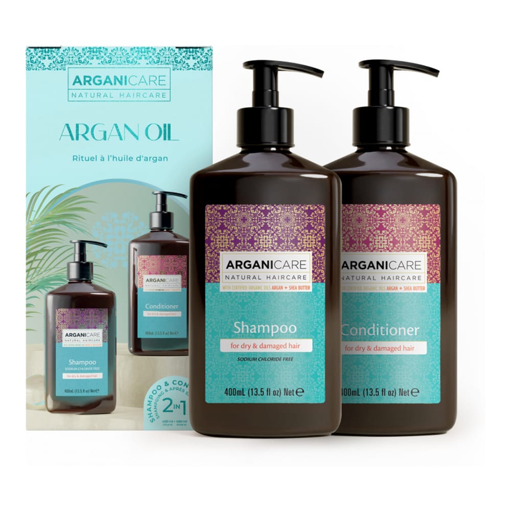 Arganicare - Coffret Shampooing + Après-shampooing Argan - 400 ml, 2 Pièces