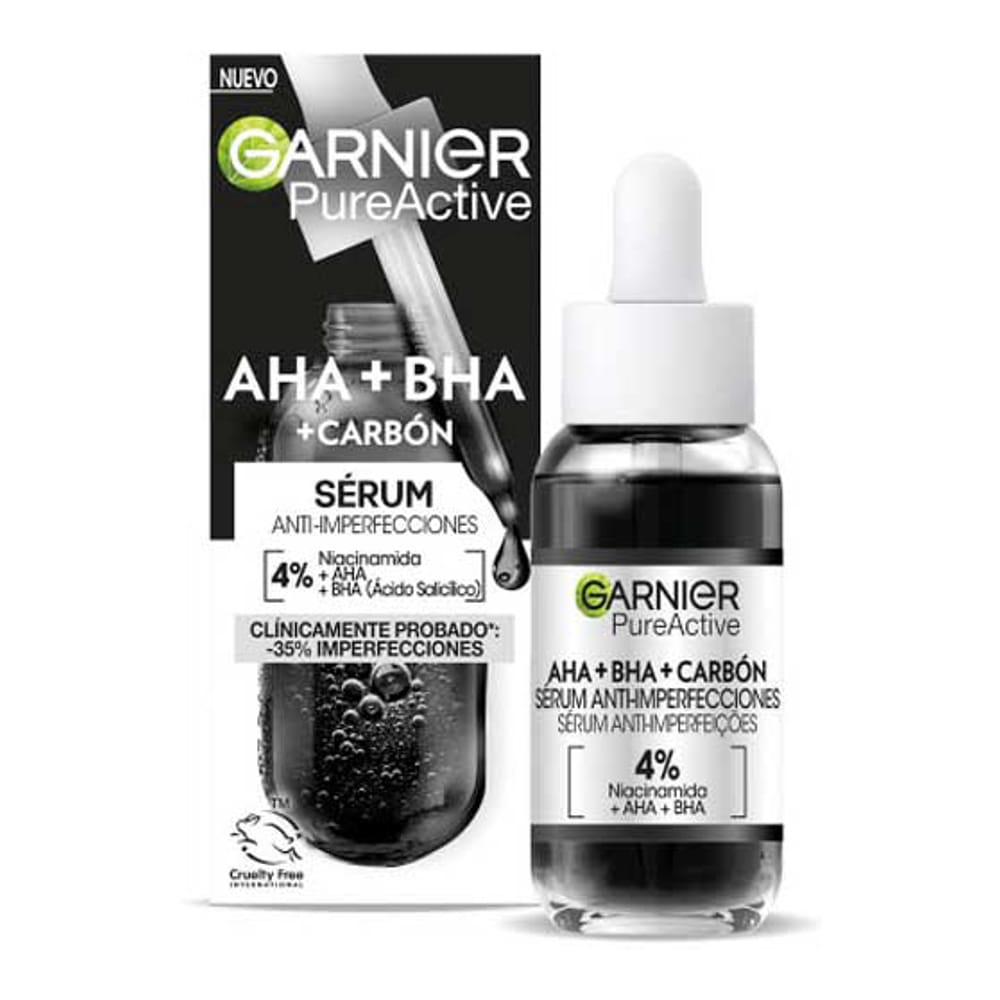 Garnier - Sérum de traitement des imperfections 'Pure Active With Niacinamide, AHA, BHA & Charcoal' - 30 ml