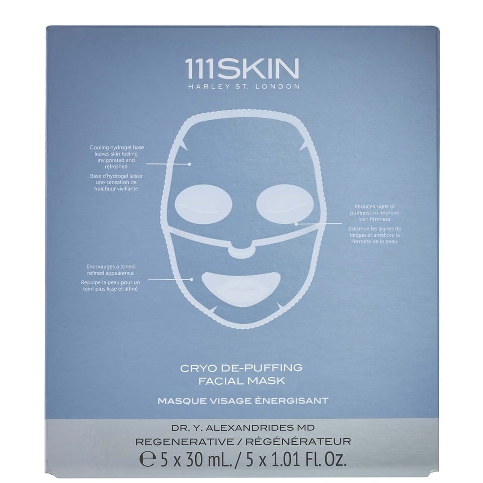 111 Skin - Masque visage 'Sub-Zero Cryo De-Puffing' - 30 ml, 5 Pièces