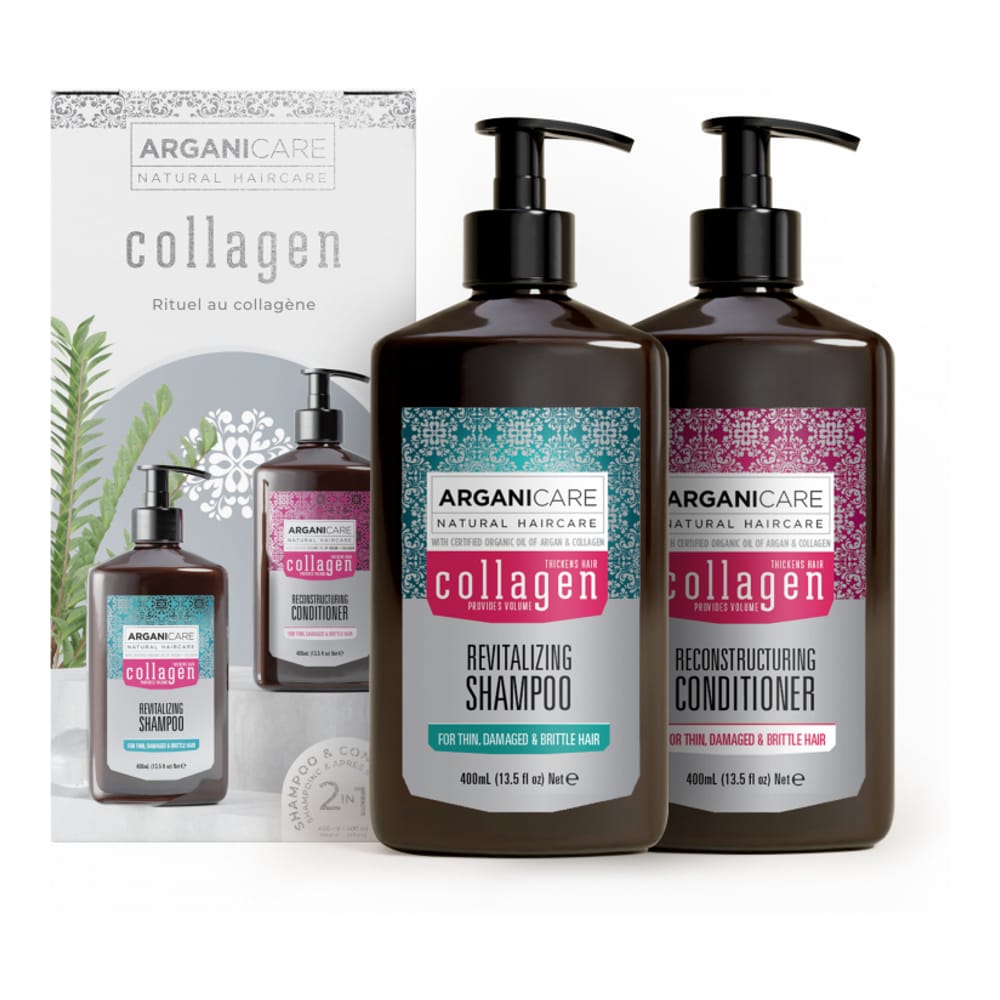 Arganicare - Coffret Shampooing + Après-shampooing Collagène - 400 ml, 2 Pièces